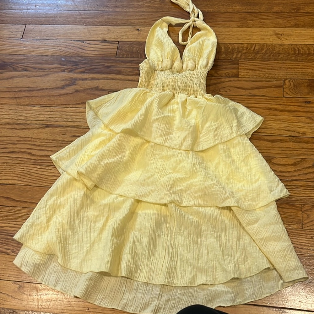 Yellow halter sundress